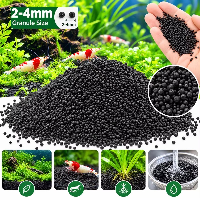 Aquarium Planted Tank Filter - Black Aquarium Substrate Soil for Aquatic